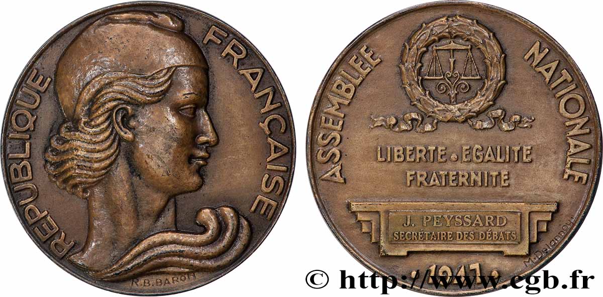 IV REPUBLIC Médaille, Assemblée nationale AU