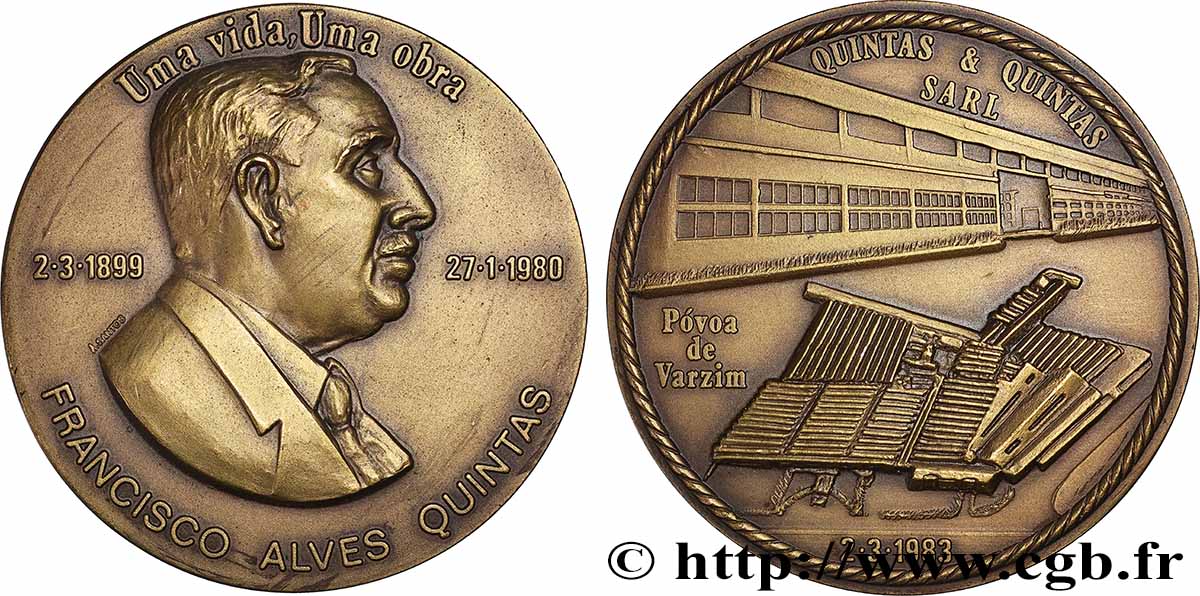 PORTUGAL Médaille, Francisco Alves Quintas, n°78 TTB+