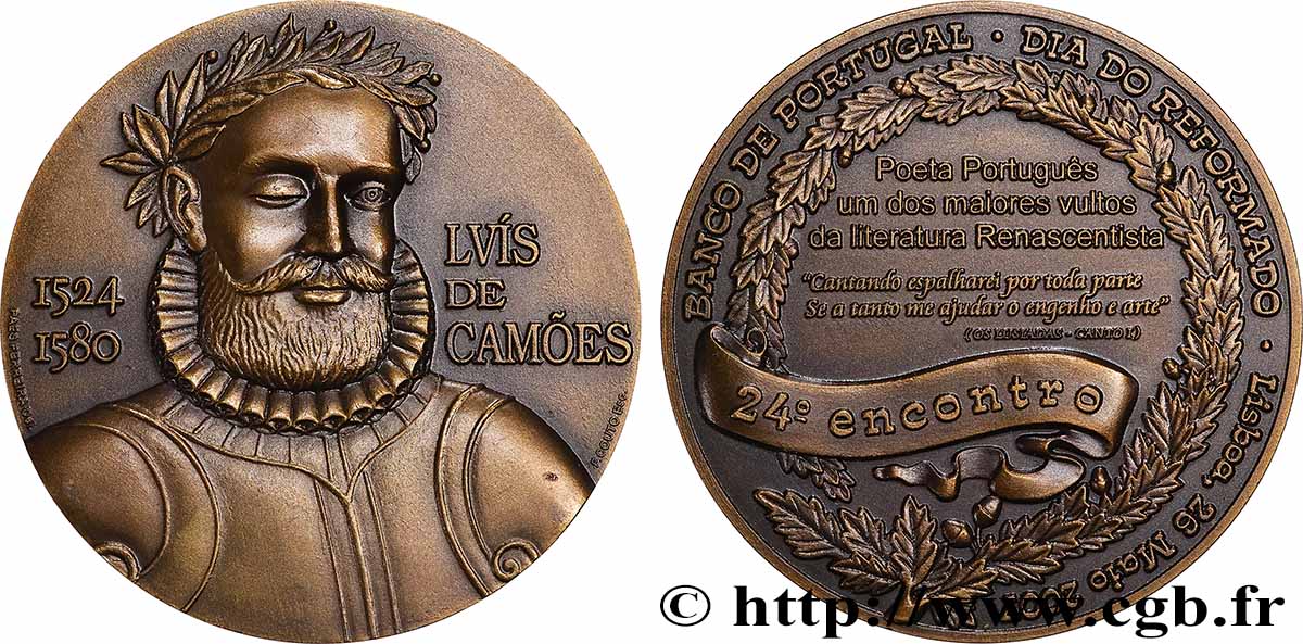 PORTUGAL Médaille, Luis de Camoes, 24e rencontre de la journée des retraités de la Banco de Portugal SUP