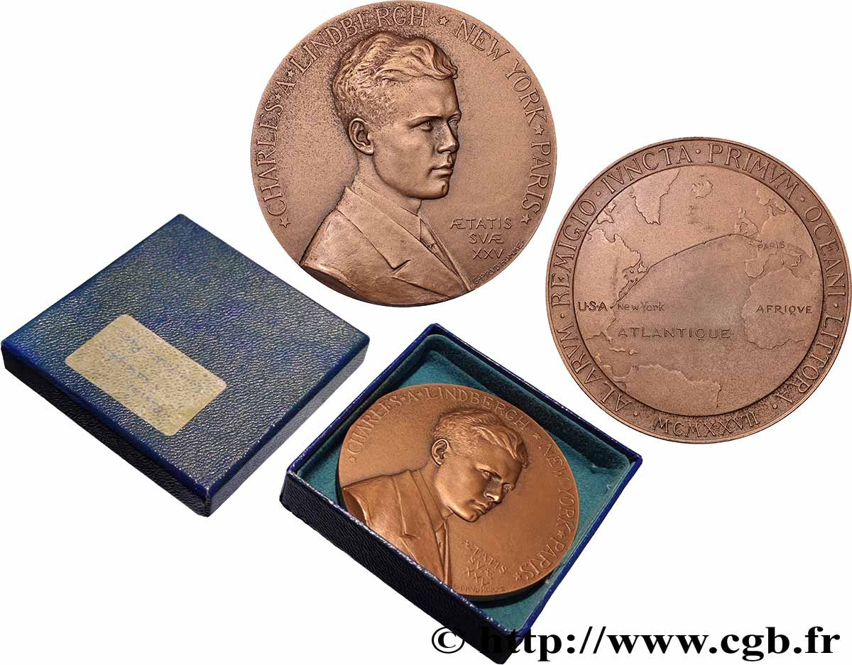 AÉRONAUTIQUE - AVIATION : AVIATEURS & AVIONS Médaille, Charles Lindbergh, refrappe TTB+
