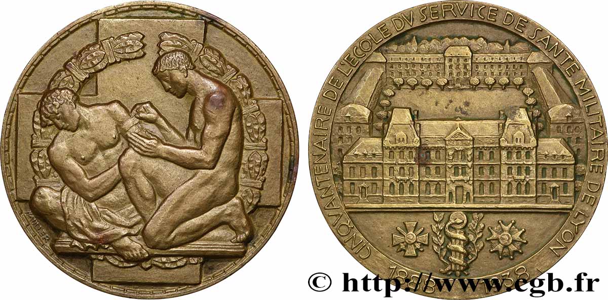 III REPUBLIC Médaille, Cinquantenaire de l’école du service de santé militaire AU