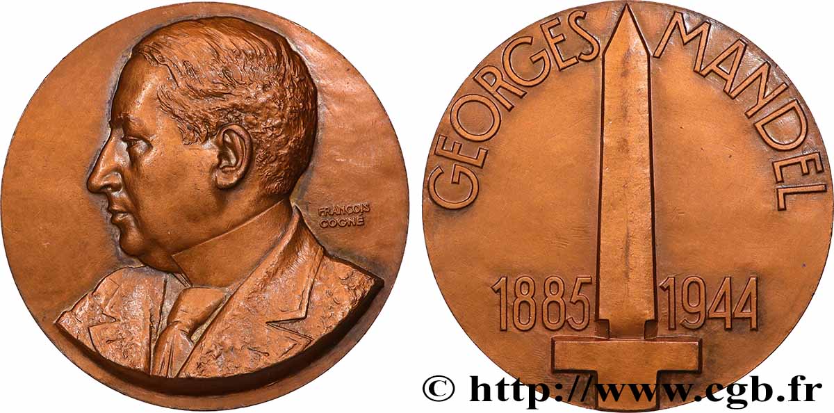 VIERTE FRANZOSISCHE REPUBLIK Médaille, Hommage à Georges Mandel fVZ