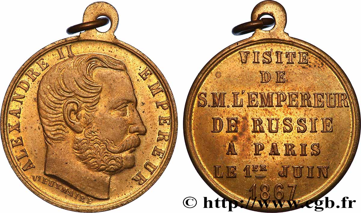 RUSSIE - ALEXANDRE II Médaille, Visite à Paris TTB+