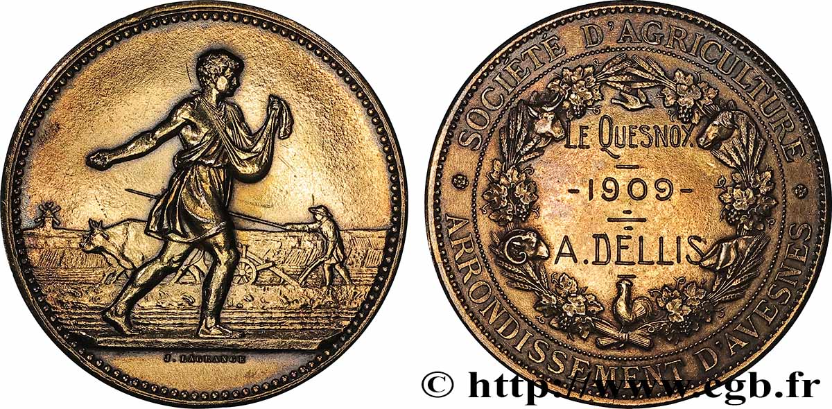 III REPUBLIC Médaille, Société d’agriculture AU