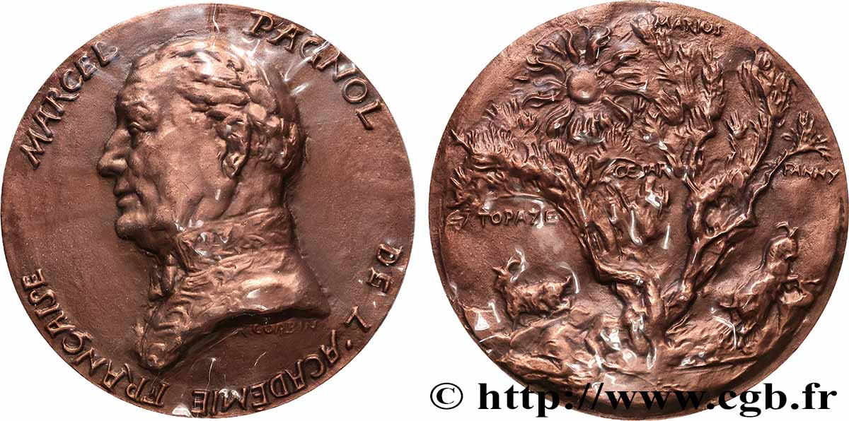 LITTÉRATURE : ÉCRIVAINS/ÉCRIVAINES - POÈTES Médaille, Marcel Pagnol, refrappe SPL