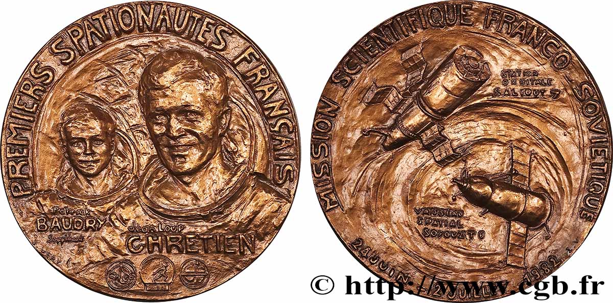 CINQUIÈME RÉPUBLIQUE Médaille, Les premiers spationautes français SUP+