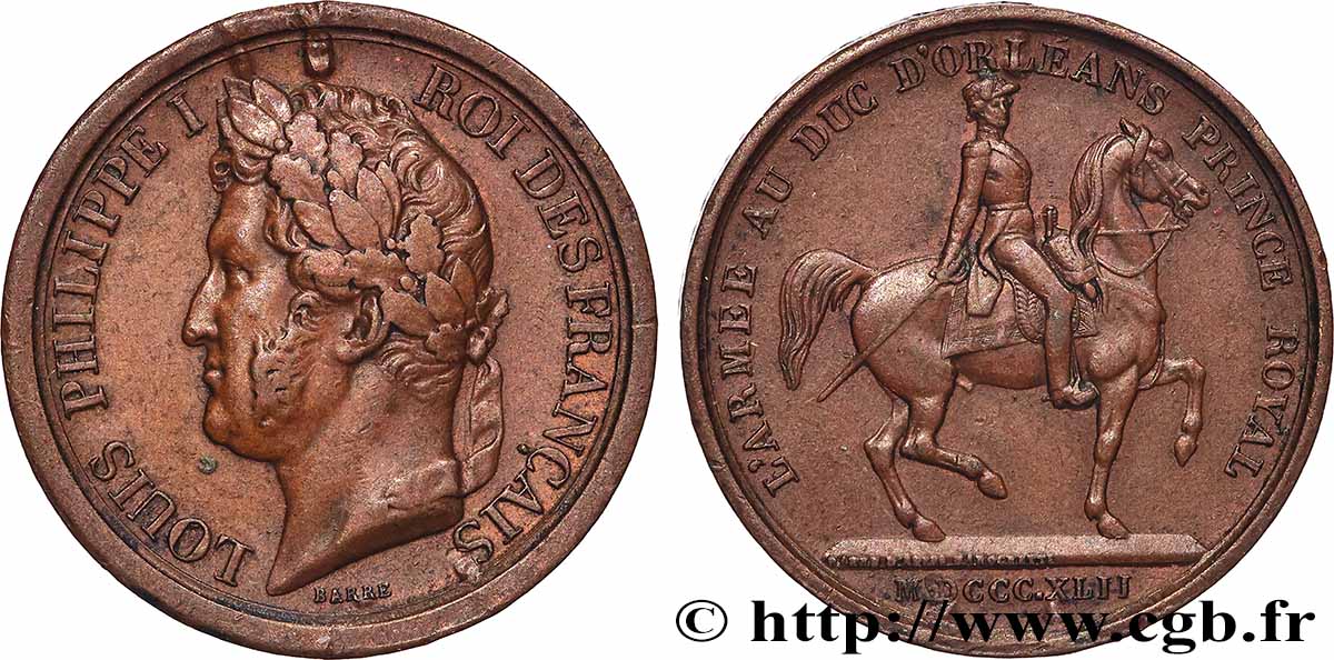 LOUIS-PHILIPPE I Médaille, L’armée au Duc d’Orléans, prince royal XF