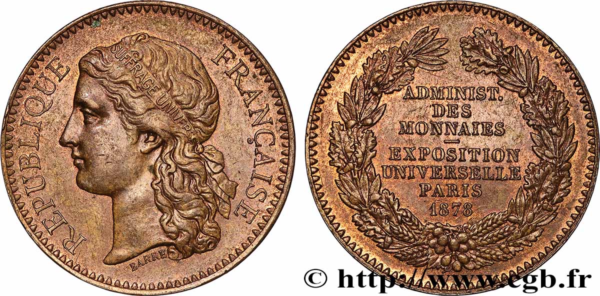 III REPUBLIC Médaille, Exposition universelle de Paris XF