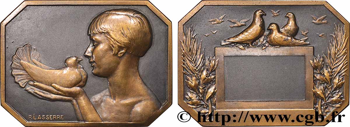 TROISIÈME RÉPUBLIQUE Médaille, Colombophilie, par Firmin Lasserre SUP