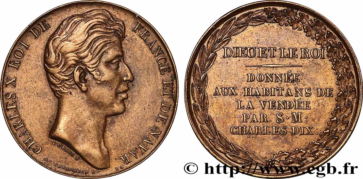 CHARLES X Médaille offerte aux vendéens XF