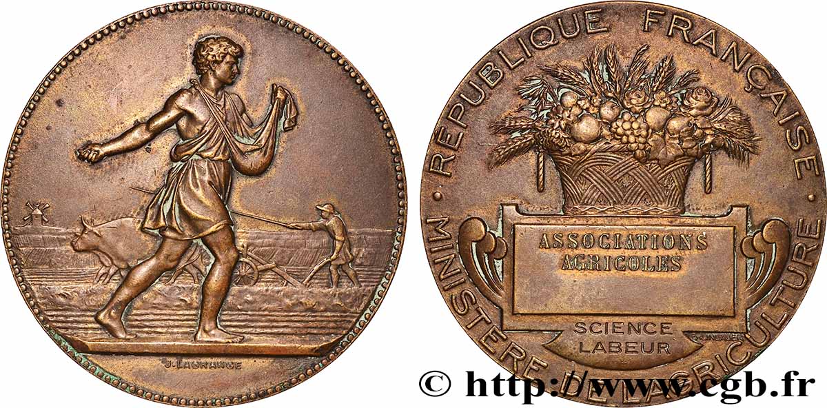 III REPUBLIC Médaille, Associations agricoles XF