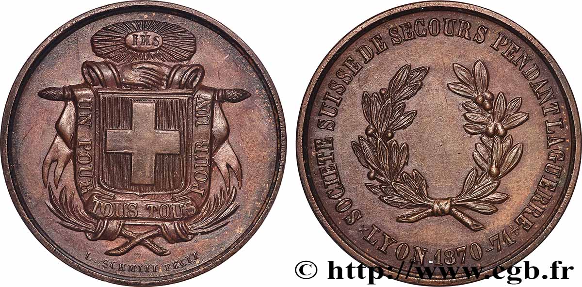 III REPUBLIC Médaille, Société suisse de secours AU