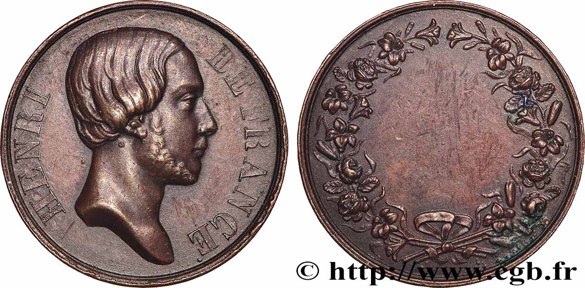 HENRI V COMTE DE CHAMBORD Médaille de récompense TTB
