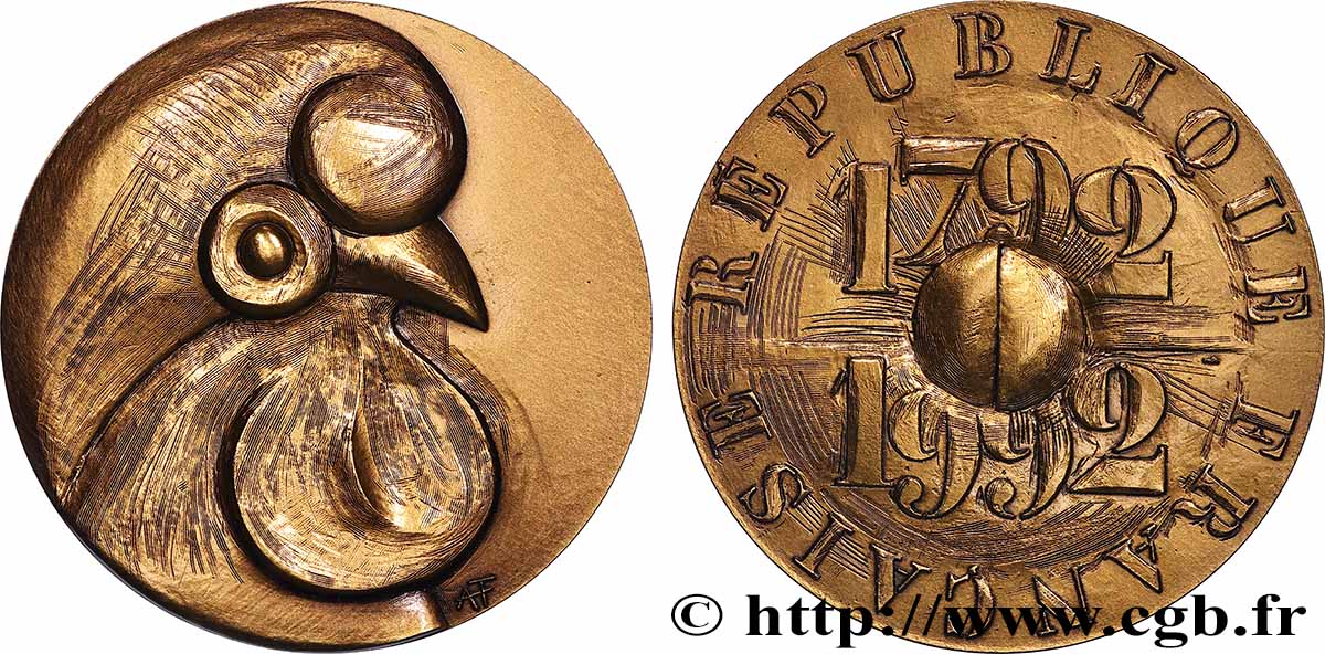 FUNFTE FRANZOSISCHE REPUBLIK Médaille, Bicentenaire de la République Française VZ+