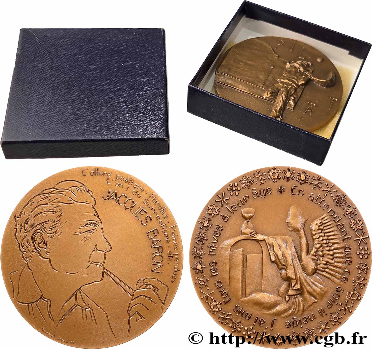 LITTÉRATURE : ÉCRIVAINS/ÉCRIVAINES - POÈTES Médaille, Jacques Baron SUP+