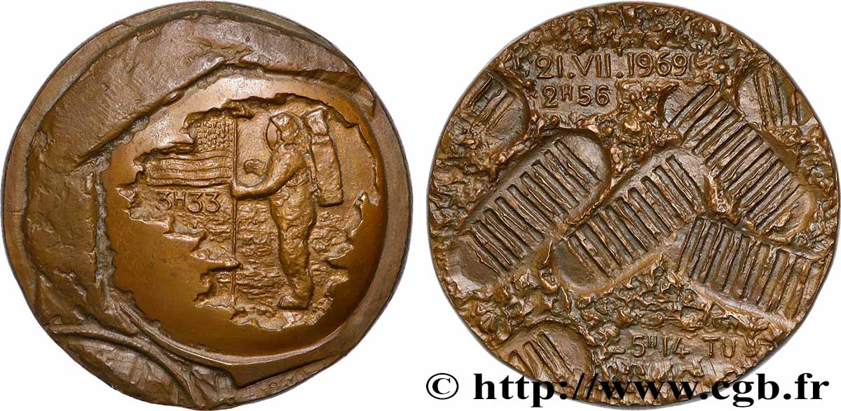 CONQUEST SPACE - SPACE EXPLORATION Médaille, Les premiers pas de l’Homme sur la Lune AU