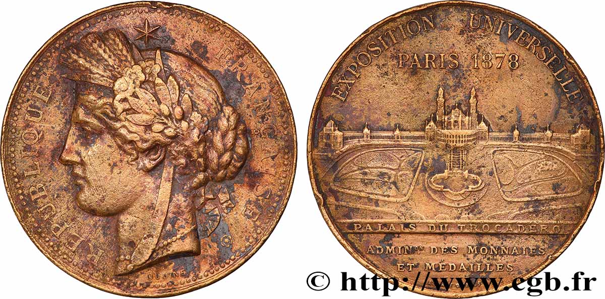 TERCERA REPUBLICA FRANCESA Médaille, Palais du Trocadéro, Exposition Universelle BC+