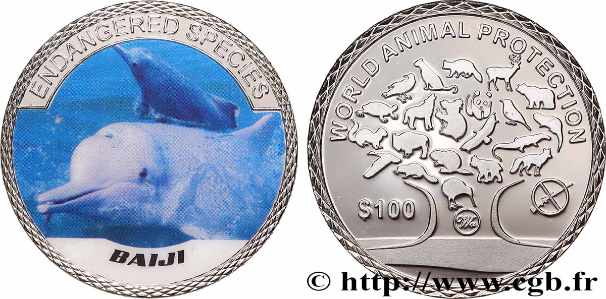 ANIMALS Médaille, Animaux en voie de disparition - le dauphin Baiji MS