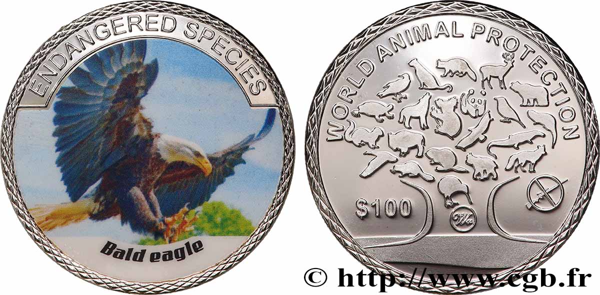 ANIMALS Médaille, Animaux en voie de disparition - le Pygargue à tête blanche MS