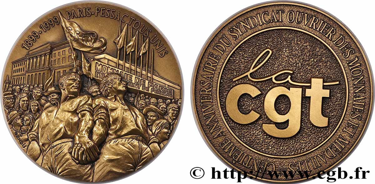 QUINTA REPUBBLICA FRANCESE Médaille, 100e anniversaire du Syndicat ouvrier des monnaies et médailles SPL