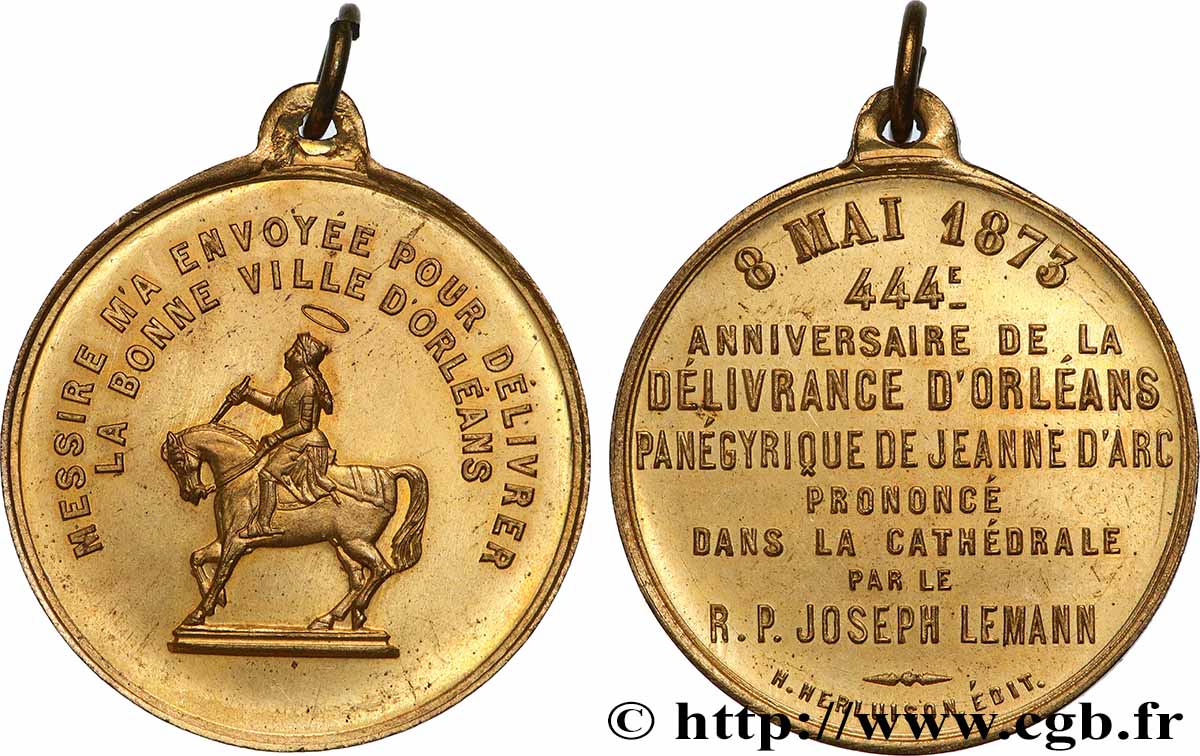 TROISIÈME RÉPUBLIQUE Médaille, 444e anniversaire de la délivrance d’Orléans SUP