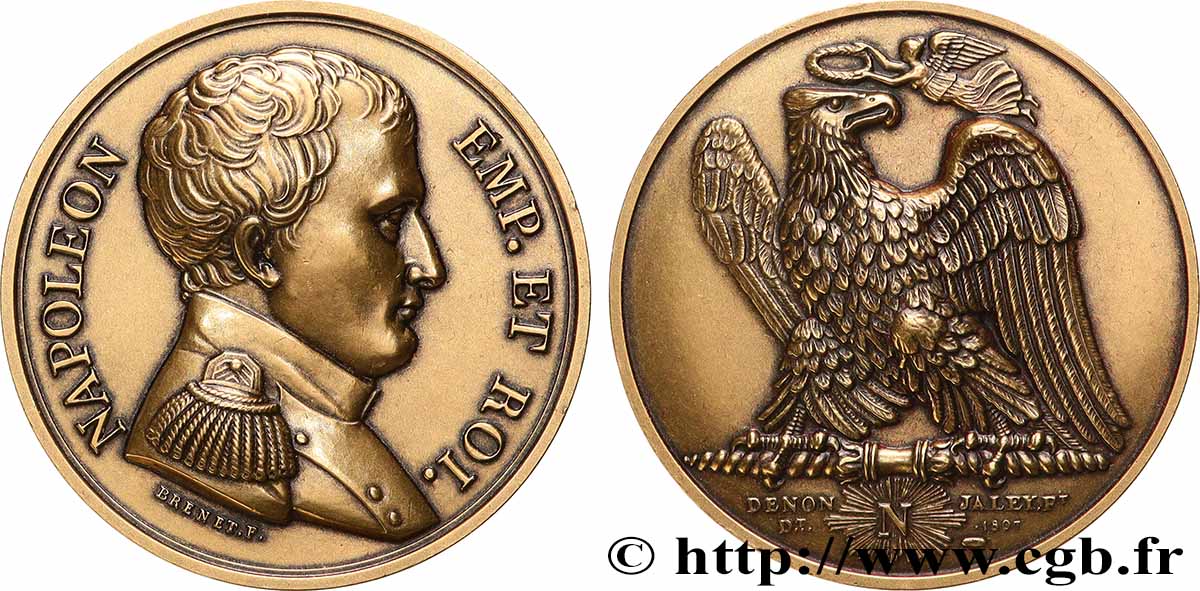 PREMIER EMPIRE Médaille, Napoléon Empereur et Roi, refrappe SUP