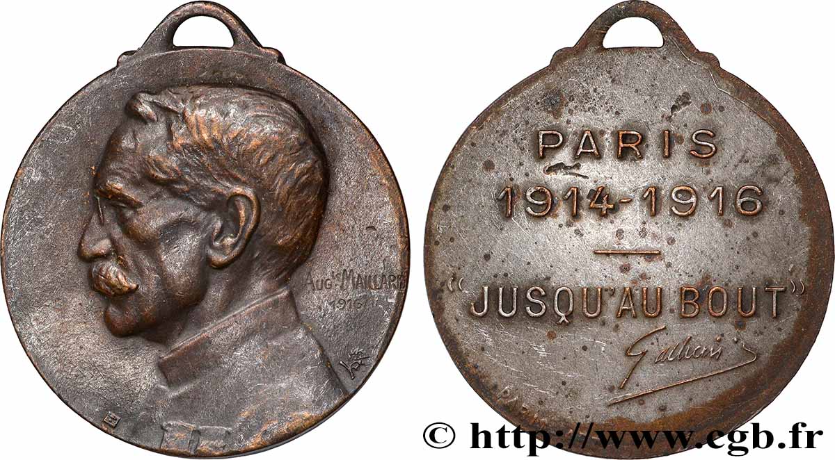 III REPUBLIC Médaille “Jusqu’au bout” du général Gallieni XF