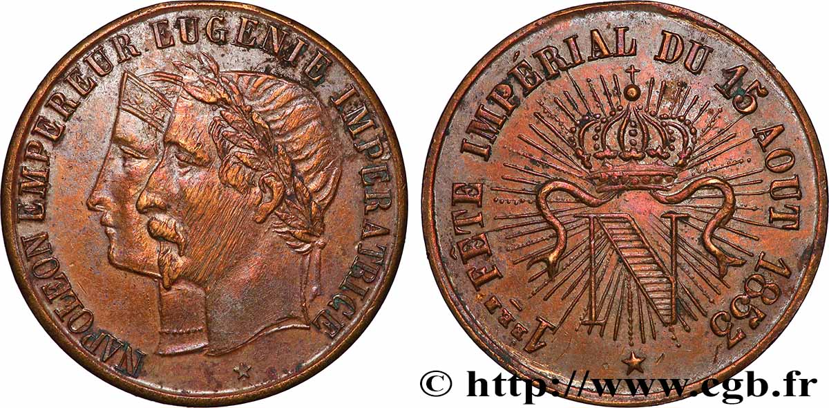 SECOND EMPIRE Médaillette, Première fête impériale XF