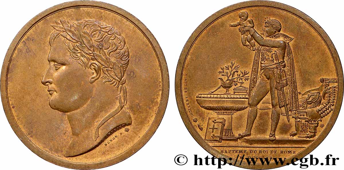 NAPOLEON&nbsp;S EMPIRE Médaille, Baptême du roi de Rome, refrappe AU
