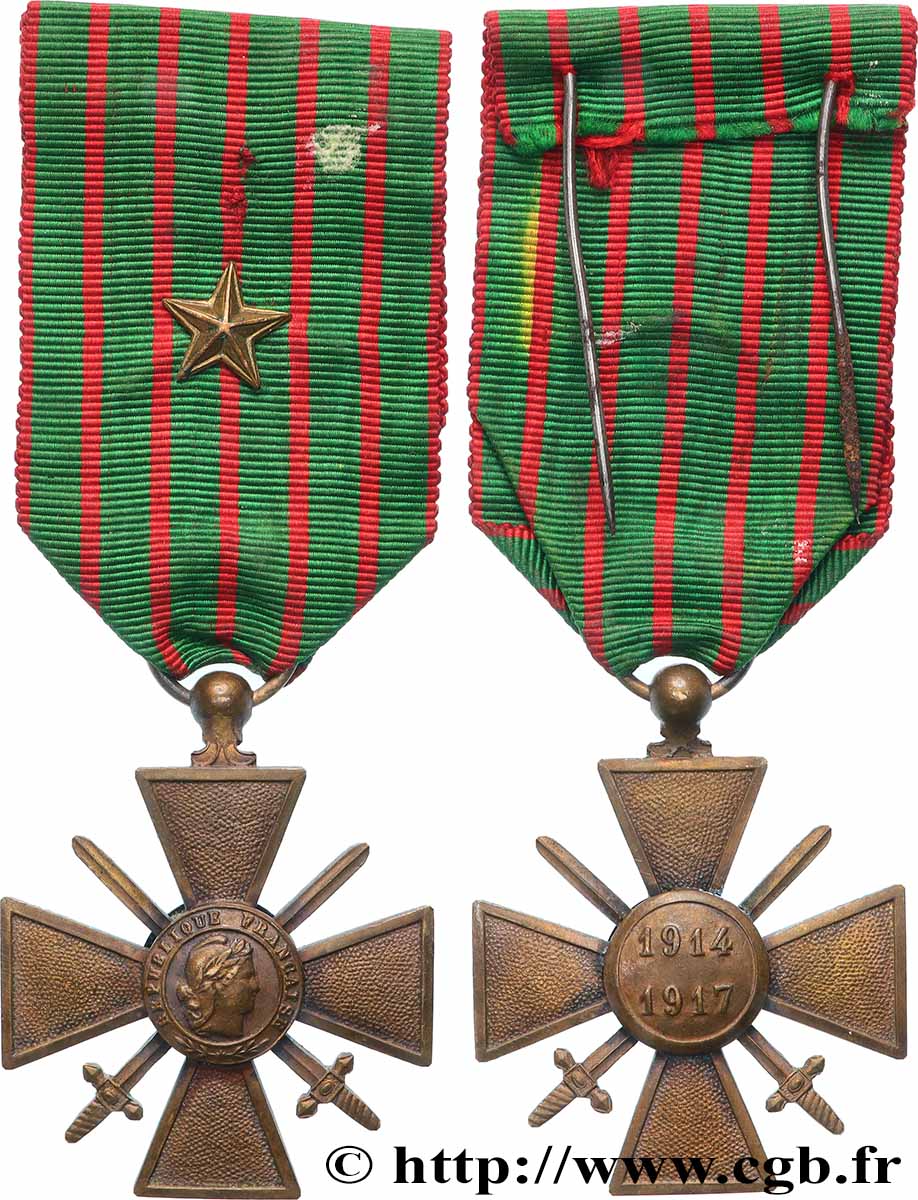 DRITTE FRANZOSISCHE REPUBLIK Croix de guerre, 1914-1917 SS