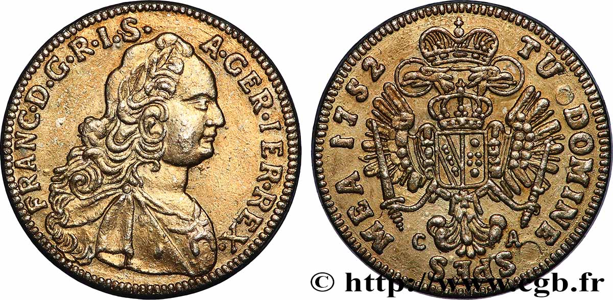 AUTRICHE - TYROL - FRANÇOIS Ier DE LORRAINE Médaille, Reproduction du Ducat d’or AU