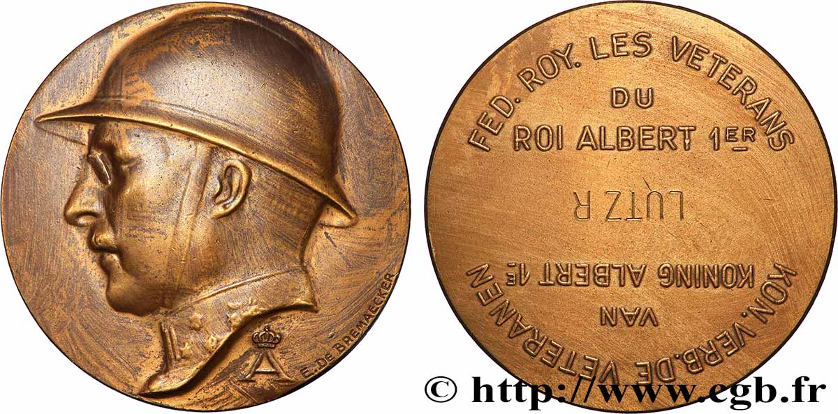 BELGIO - REINO DE BELGIO - ALBERTO I Médaille, Fédération royale les vétérans du roi Albert Ier BB