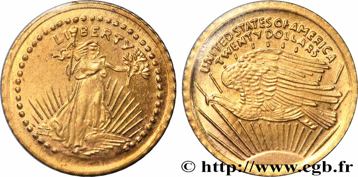 ÉTATS-UNIS D&nbsp;AMÉRIQUE Médaille, Reproduction de la 20 dollars Liberty 1933, Les miniatures en or des plus belles monnaies d’or du monde SUP