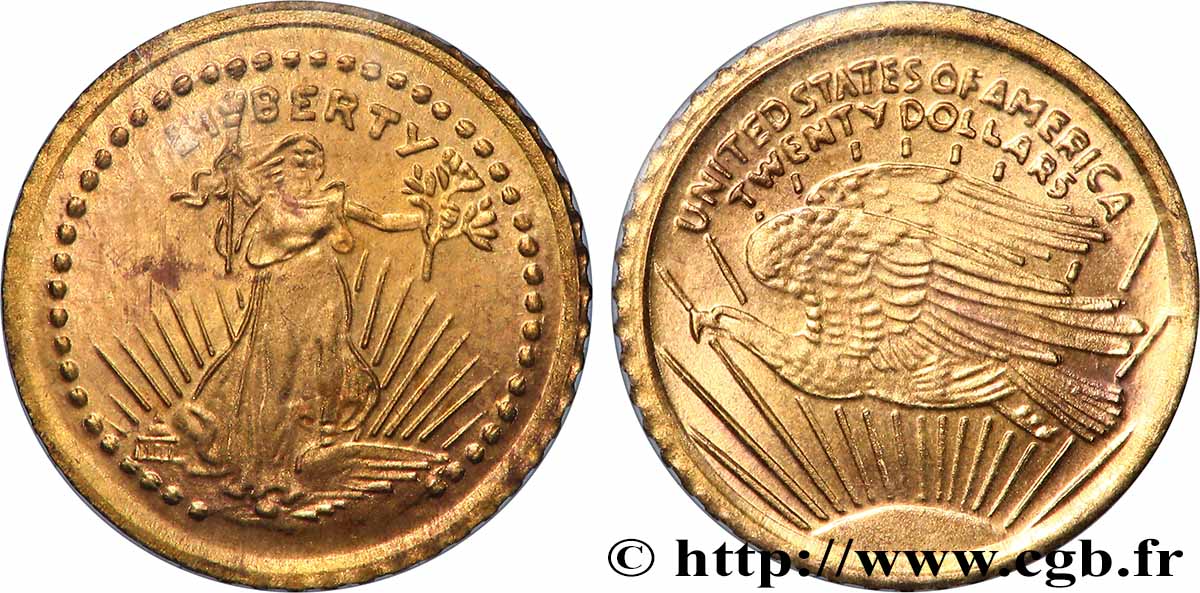 ÉTATS-UNIS D&nbsp;AMÉRIQUE Médaille, Reproduction de la 20 dollars Liberty 1933, Les miniatures en or des plus belles monnaies d’or du monde SUP