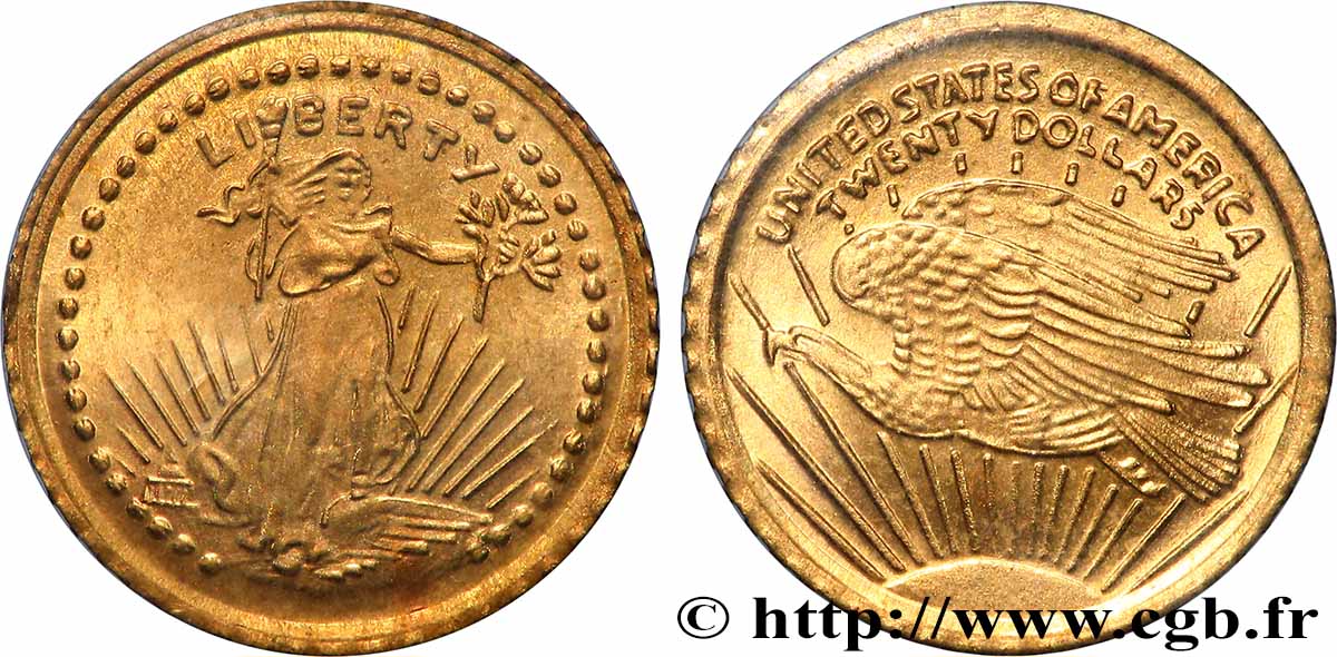 ÉTATS-UNIS D&nbsp;AMÉRIQUE Médaille, Reproduction de la 20 dollars Liberty 1933, Les miniatures en or des plus belles monnaies d’or du monde SUP