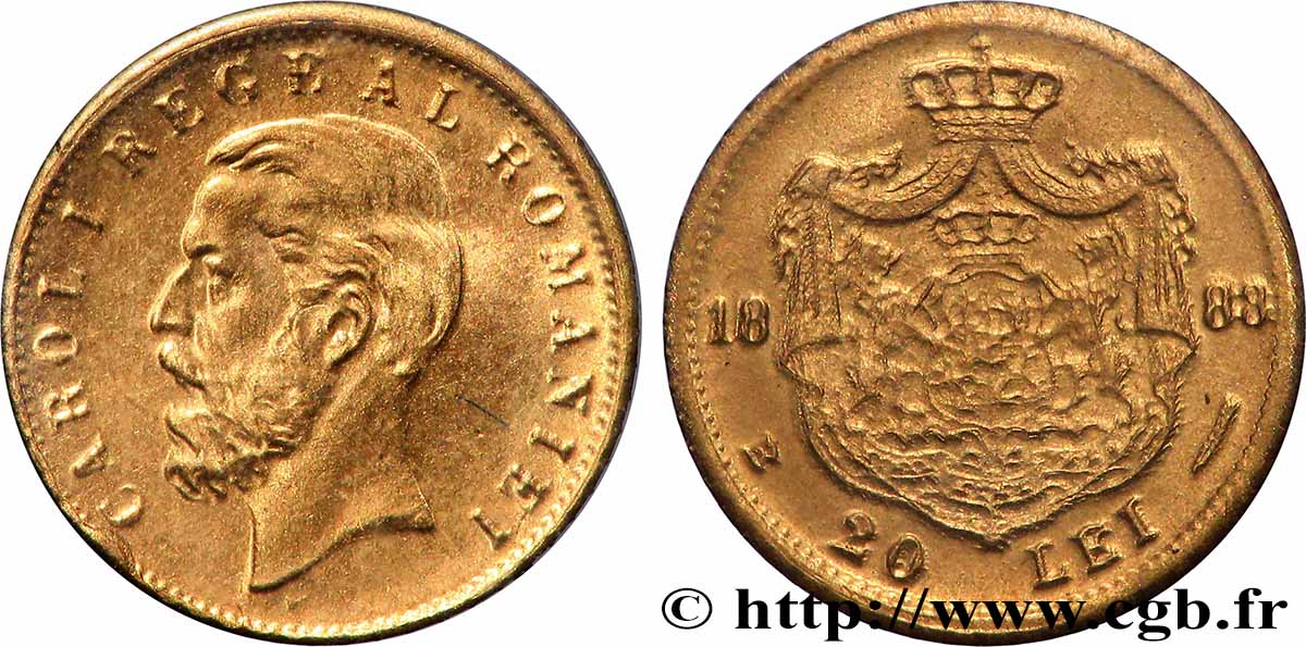 ROMANIA - CHARLES I Médaille, Reproduction de 20 Lei 1880 EBC