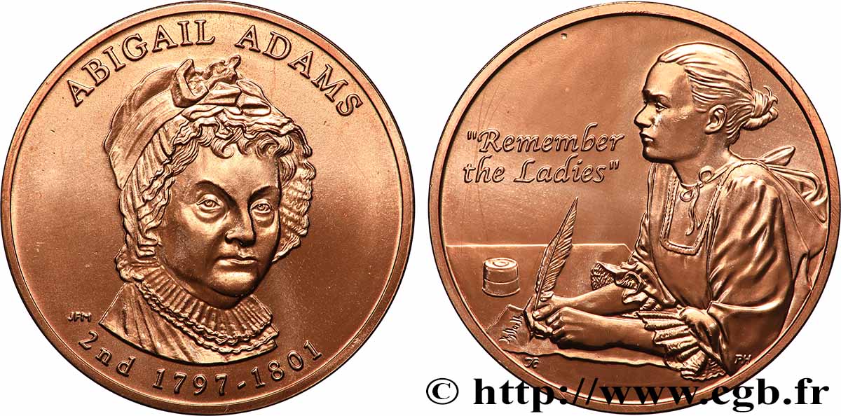 ÉTATS-UNIS D&nbsp;AMÉRIQUE Médaille, Abigail Adams, Les premières épouses SUP