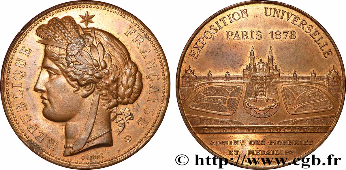 III REPUBLIC Médaille, Palais du Trocadéro, Exposition Universelle AU