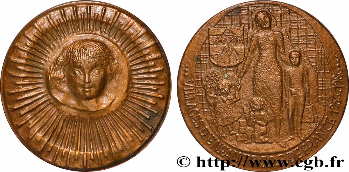 FUNFTE FRANZOSISCHE REPUBLIK Médaille, Villages d’enfants S.O.S. de France fVZ