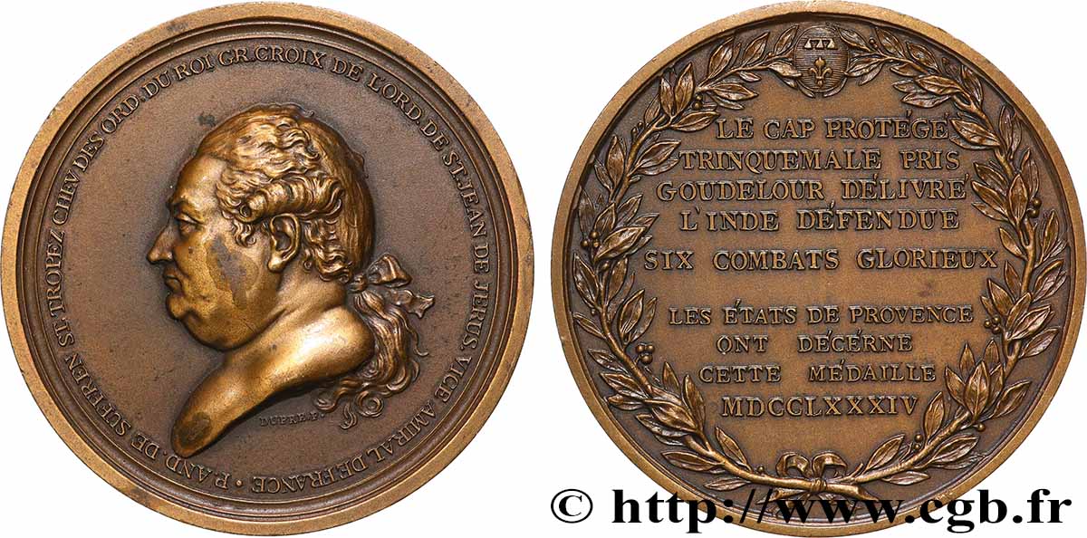 LOUIS XVI Fonte, Victoires de Pierre André, Bailli de Suffren, dans l&nbsp;Océan indien, refrappe TTB+