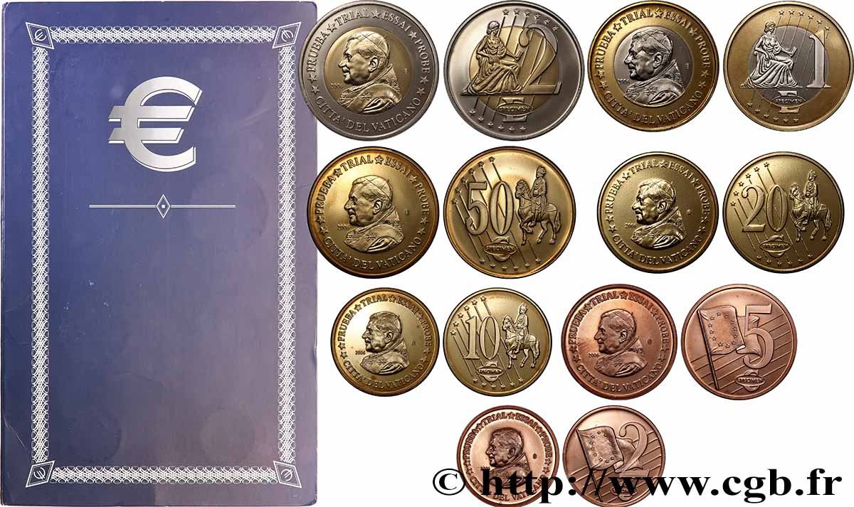 EUROPE Série de 8 médailles, Essai Euros Vatican SPL