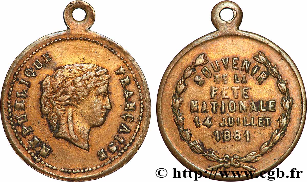 TROISIÈME RÉPUBLIQUE Médaille, Souvenir de la fête nationale TTB
