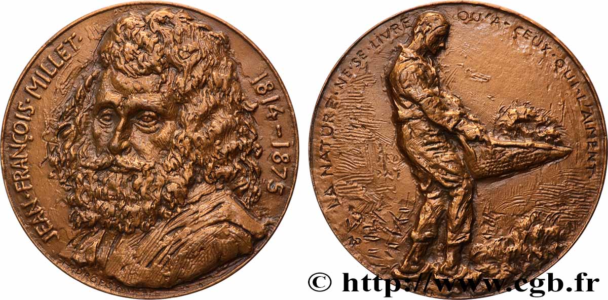ARTISTES : GRAVEURS, PEINTRES, SCULPTEURS, DESSINATEURS Médaille, Jean-François Millet, refrappe SUP