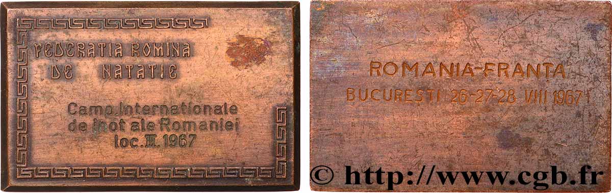 RUMÄNIEN Plaquette, Fédération roumaine de natation de la Roumanie SS