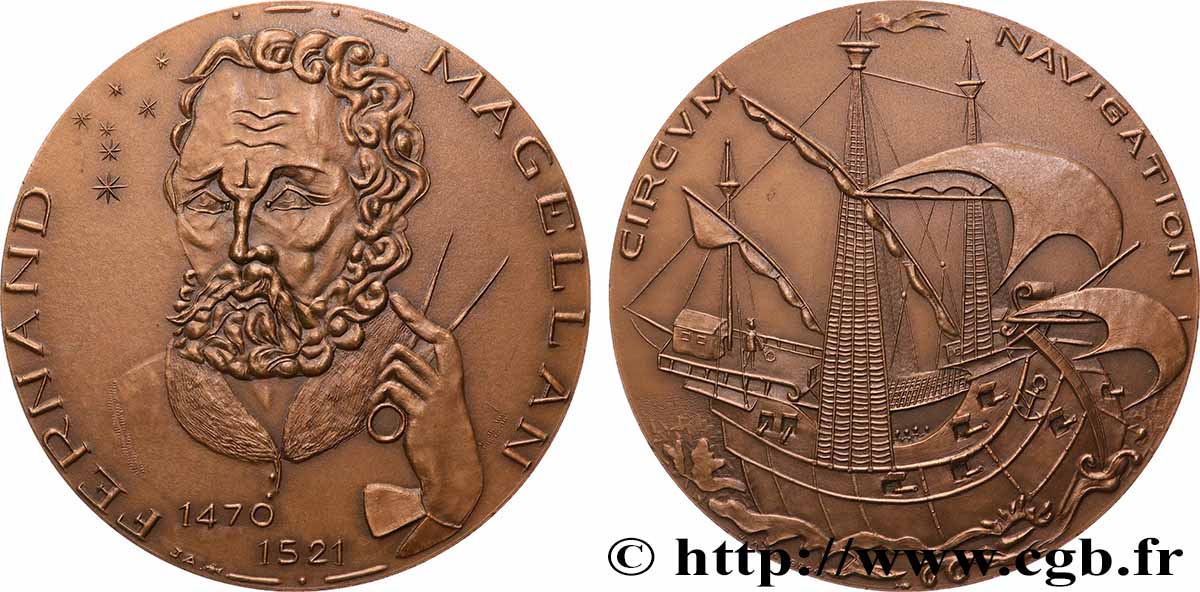 MER ET MARINE : PAQUEBOTS, NAVIRES, BATEAUX Médaille, Fernand de Magellan SUP