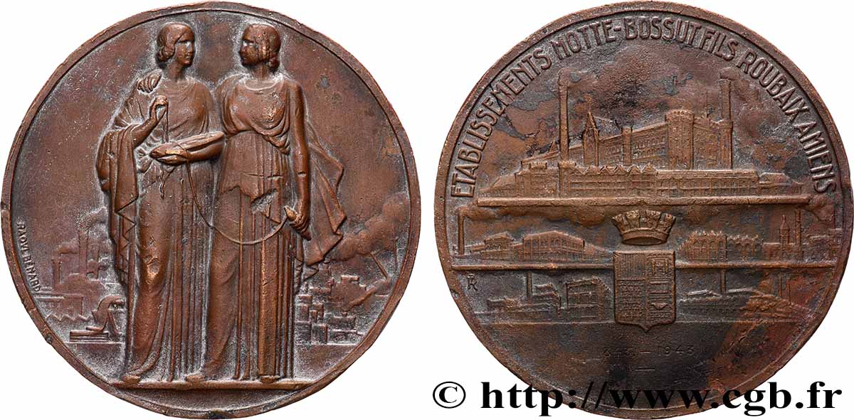 ÉTAT FRANÇAIS Médaille, Centenaire des établissements textiles Motte - Bossut  TB+