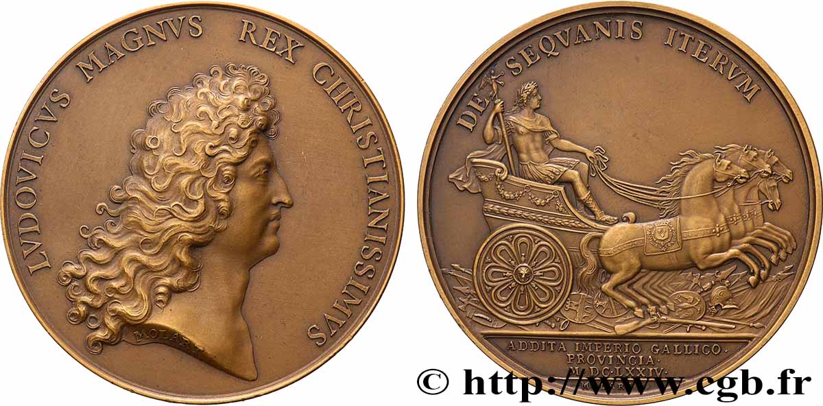LOUIS XIV &nbsp;THE SUN KING&nbsp; Médaille, Seconde conquête de la Franche-Comté, refrappe fVZ/VZ