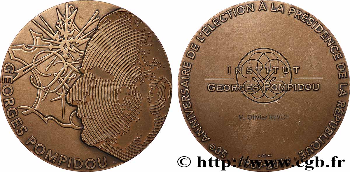 V REPUBLIC Médaille, 50e anniversaire de l’élection à la présidence de Georges Pompidou AU