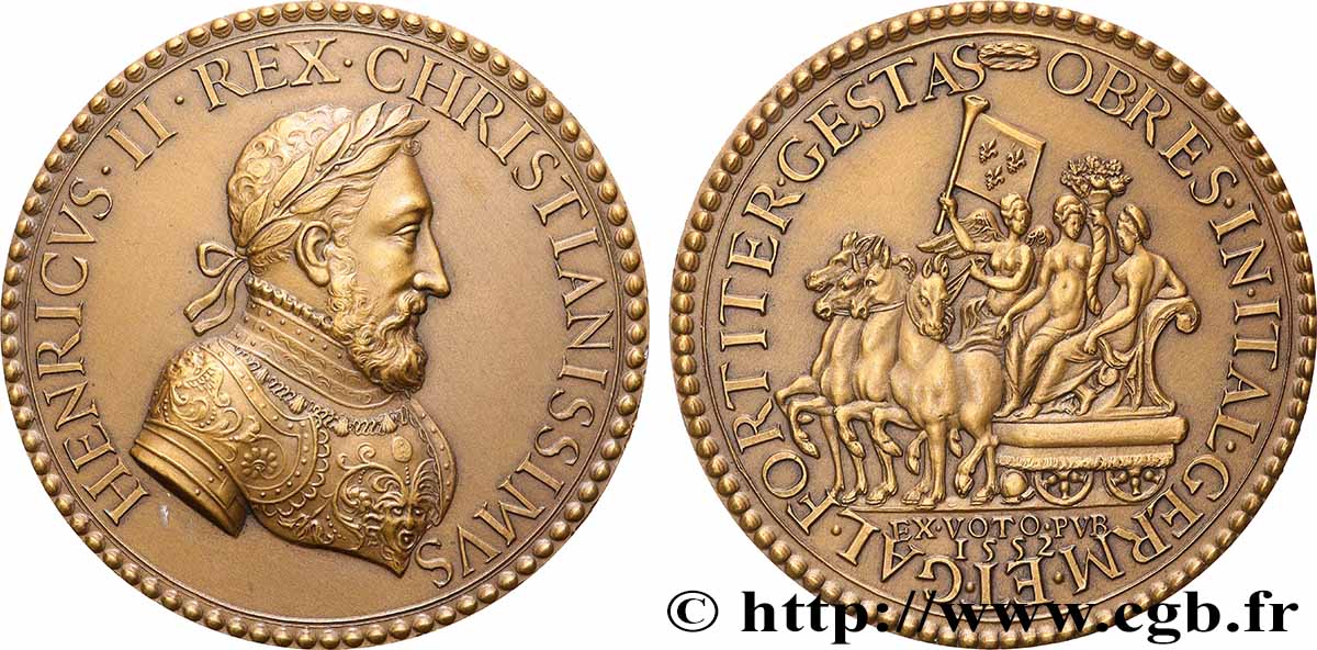 HENRY II Médaille, Conquêtes de Henri II, refrappe AU