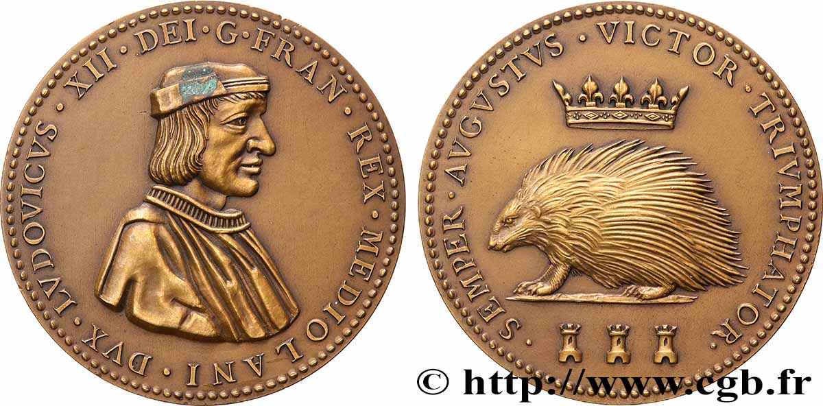 LOUIS XII  Médaille, Porc-épic, refrappe SPL